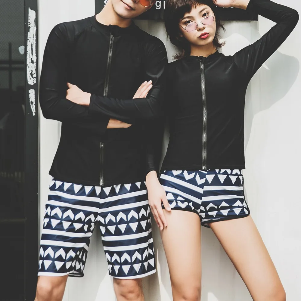 Slim Girls Swimwear Swimsuit Women Two Pieces For Teens Long Sleeve Coat Sexy Vest With Shorts | Спорт и развлечения