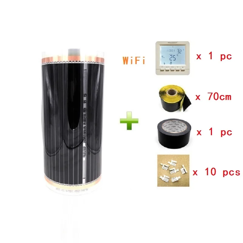 HY02B052EW Sets MINCO HEAT 80 см X 10 м теплые полы пленка дальнего инфракрасного света AC220V 8m2 углеродный Электрический пол нагревательный коврик - Цвет: HY02B052EW Sets