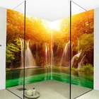 Настенные обои на заказ, 3D водопады, искусственная кожа, ПВХ, самоклеящиеся водонепроницаемые утолщенные фоны для ванной комнаты, настенное покрытие