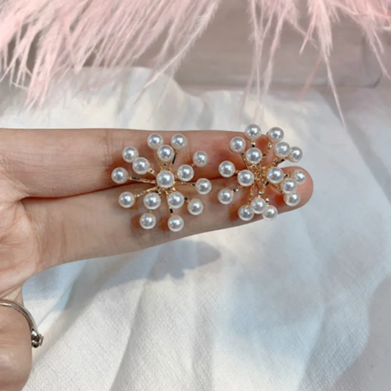 Женские серьги гвоздики с искусственным жемчугом корейские элегантные в форме