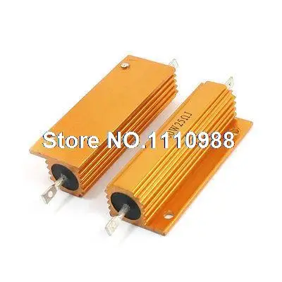 2шт осевые свинцово-золотистые алюминиевые Плакированные резисторы 25 Ом 100 Вт |