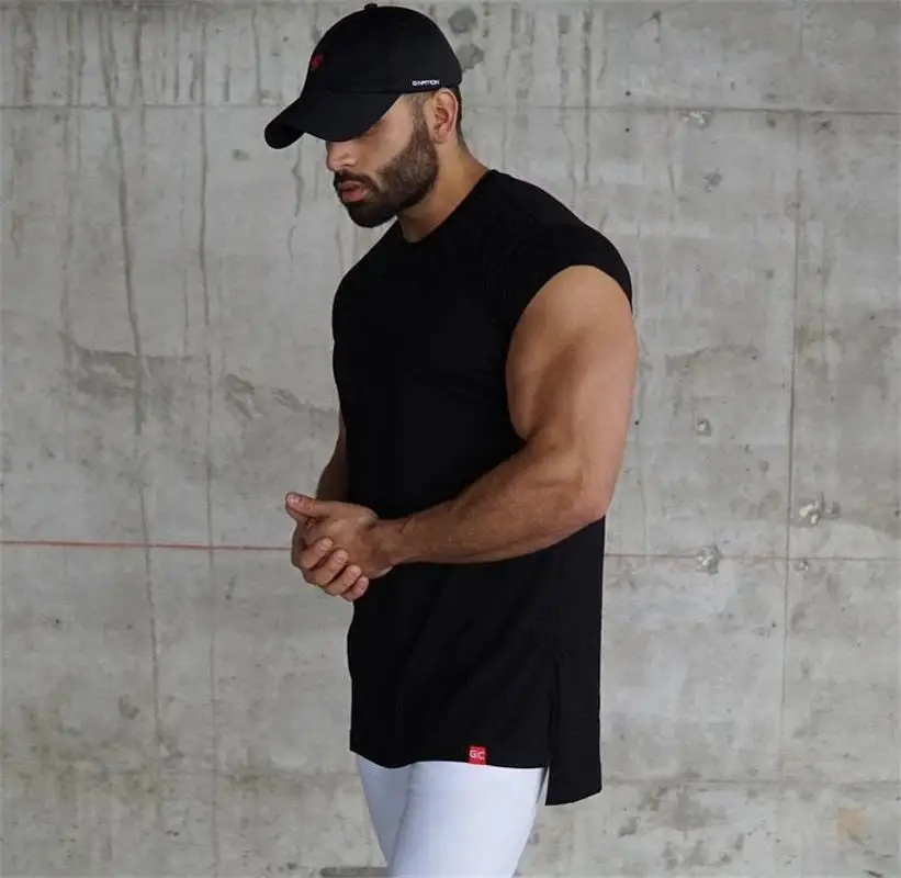 Мужские Футболка с коротким рукавом Slim Fit повседневное Блузка Топы летние костюмы Мышцы Тройник