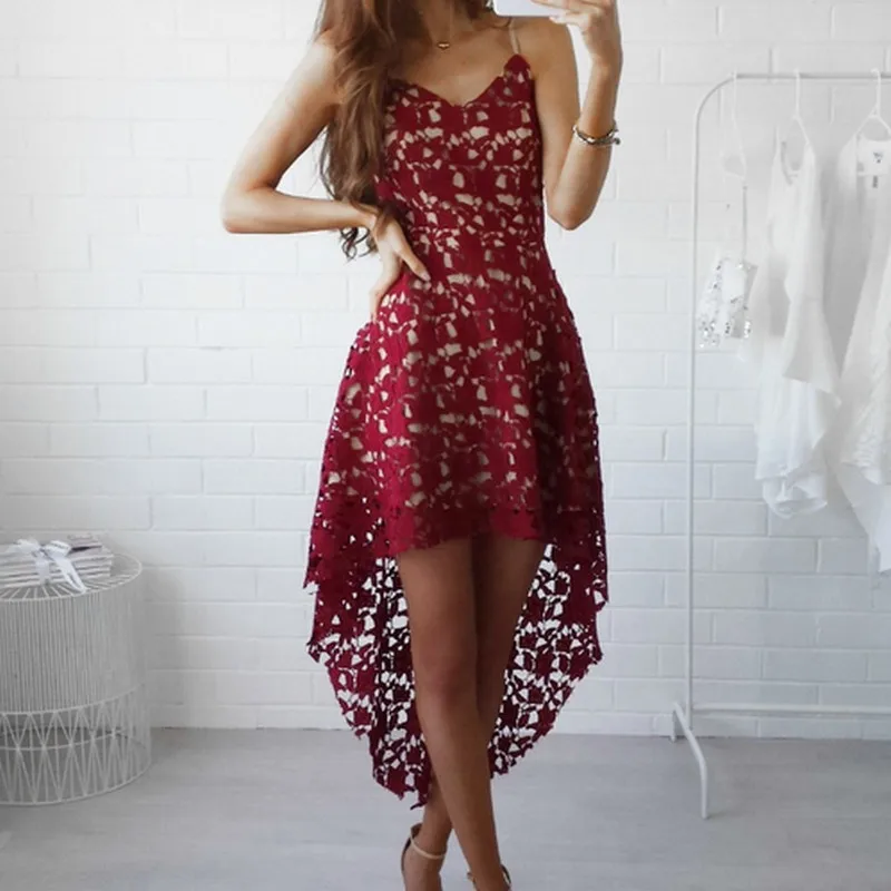 Сексуальное кружевное платье на бретельках с v-образным вырезом Vestido De Festa женское