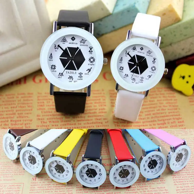 Новая Мода EXO Для женщин мужчин Повседневное из искусственной кожи кварцевые