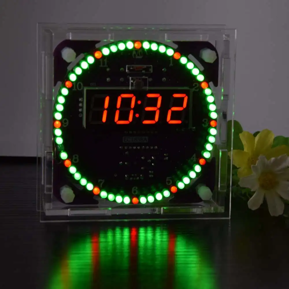 red 2 Четвертое поколение DIY EC1838A DS1302 светильник с управлением вращения светодиодный набор электронных часов вращающиеся электронные таймеры - Цвет: red 2
