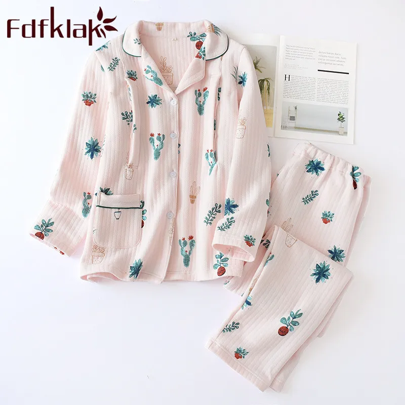 

Spring Autumn Long Sleeve Pregnant Sleepwear Cotton Maternity Pajama Set Nursing Pajama Pink Print Breastfeeding Pyjama Fdfklak