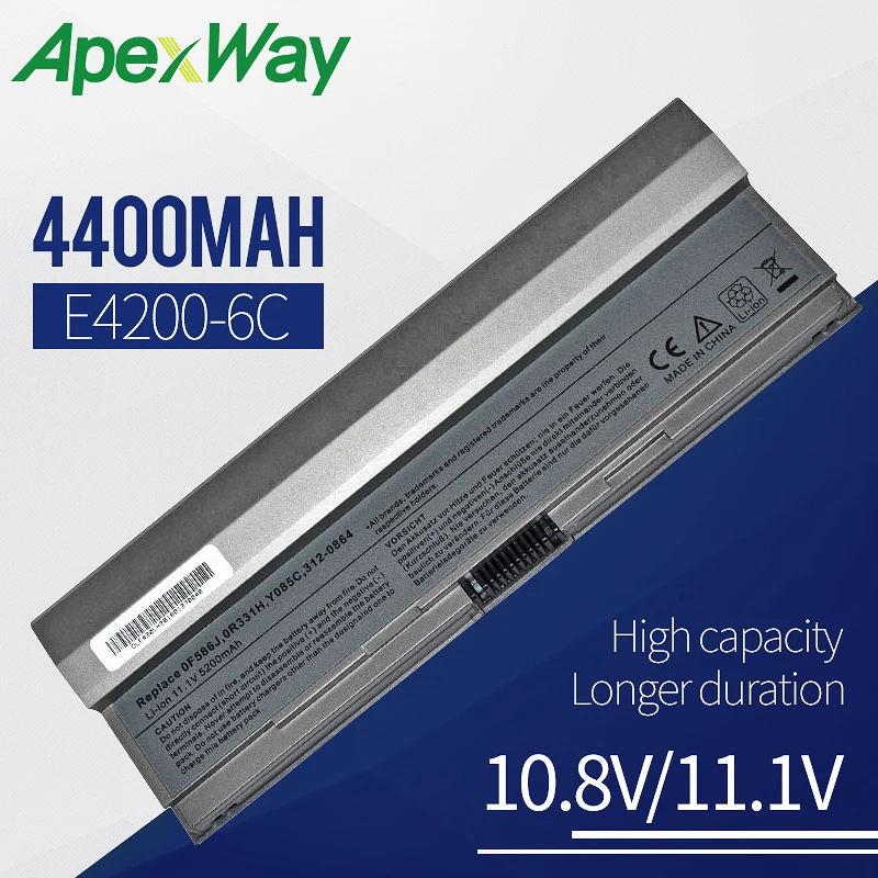 Аккумулятор для ноутбука Dell Latitude E4200 F586J R331H R640C R841C W343C W346C X784C Y082C Y084C Y085C 4400 мАч|battery