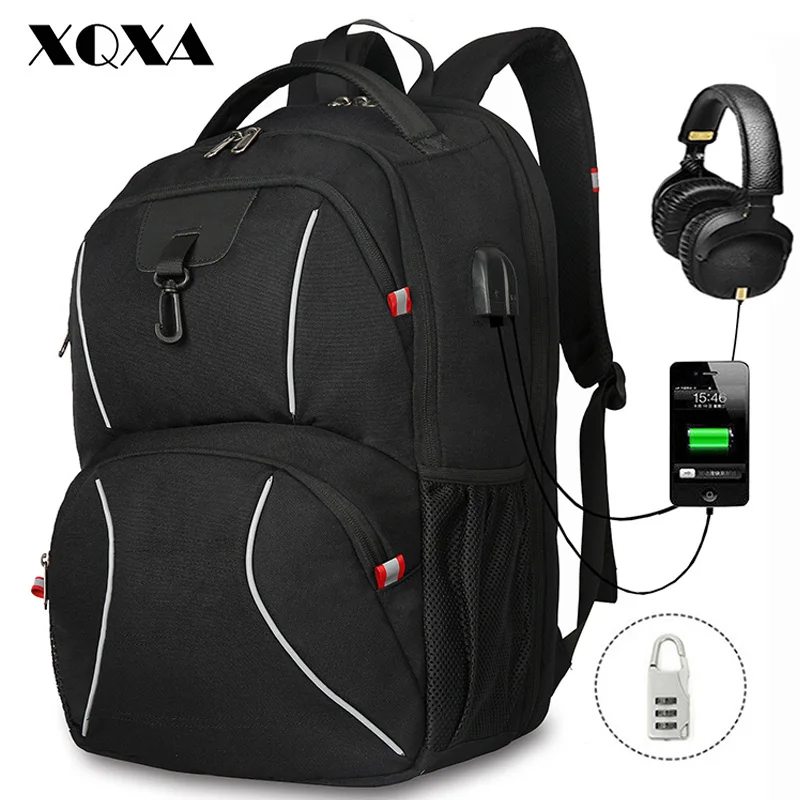XQXA дорожный рюкзак для ноутбука Бизнес Рюкзак сумка USB Противоугонная