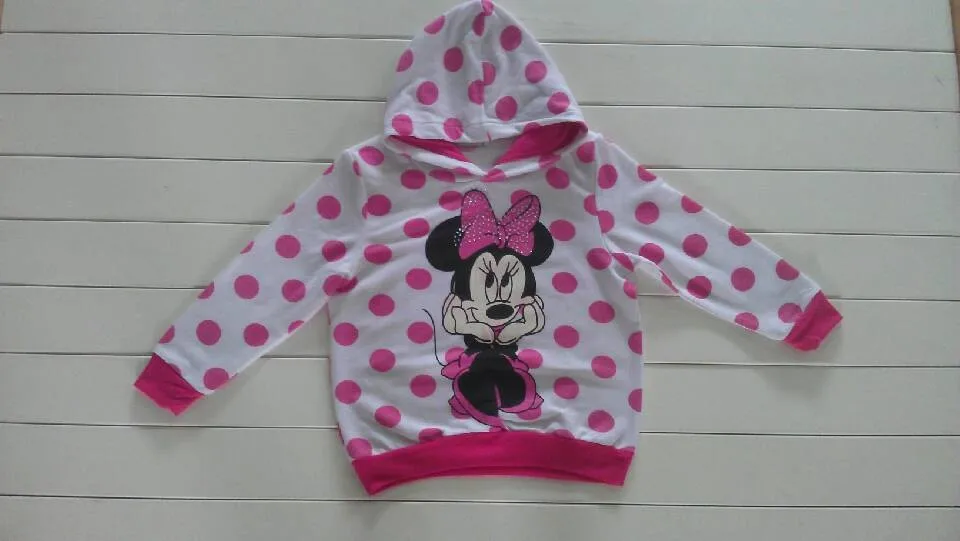 2013New Arrive Girls Hoodies Hot Drilling Long Sleeve Minnie Cartoon Top Kids T-Shirts Fit 2-6Yrs 5PCS/LOT Free Shipping | Мать и ребенок