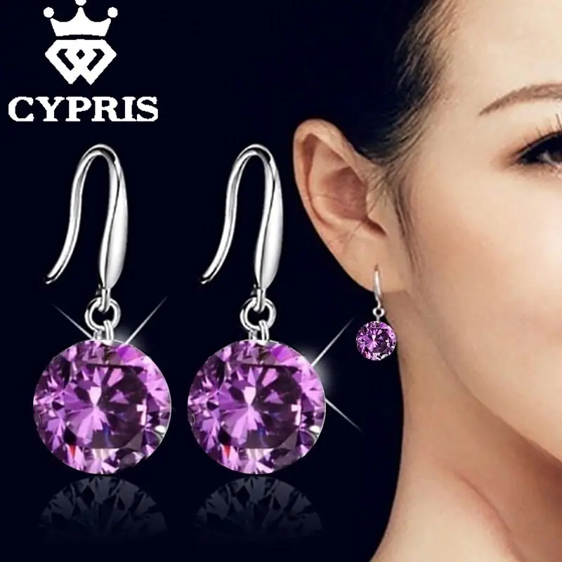 Серебряные bluelans женские посеребренные модные Висячие Крючки круглые CZ