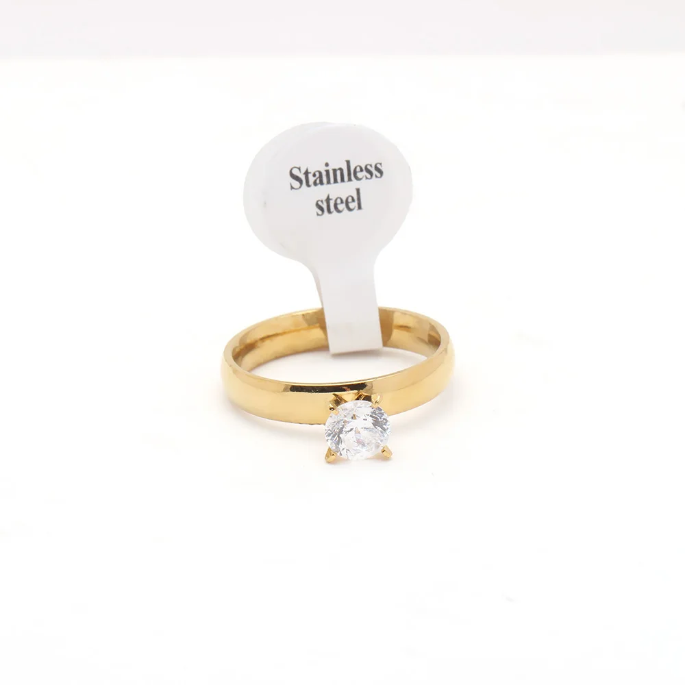 Женское кольцо из нержавеющей стали с белым цирконом 4 мм|finger ring|stainless steel ringbrand rings