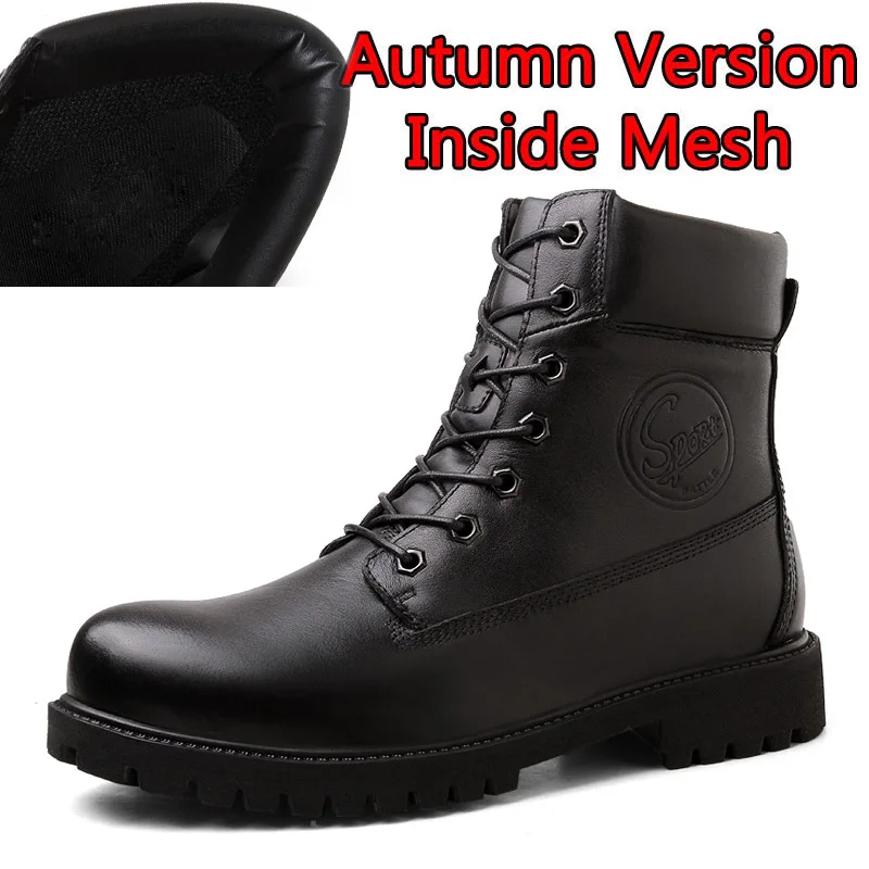 Autumn Black SURGUT Vancat/мужские ботинки из высококачественной натуральной кожи; сезон осень-зима; водонепроницаемые ботильоны; мужские зимние ботинки для верховой езды - Цвет: Autumn Black