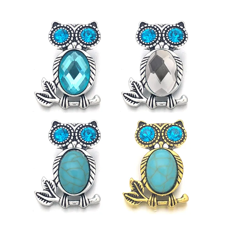 

Fashion Owl w394 Crystal 3D 18mm 20mm Metal Snap Button For Bracelet Necklace Interchangeable Jewelry Women Accessorie Findings