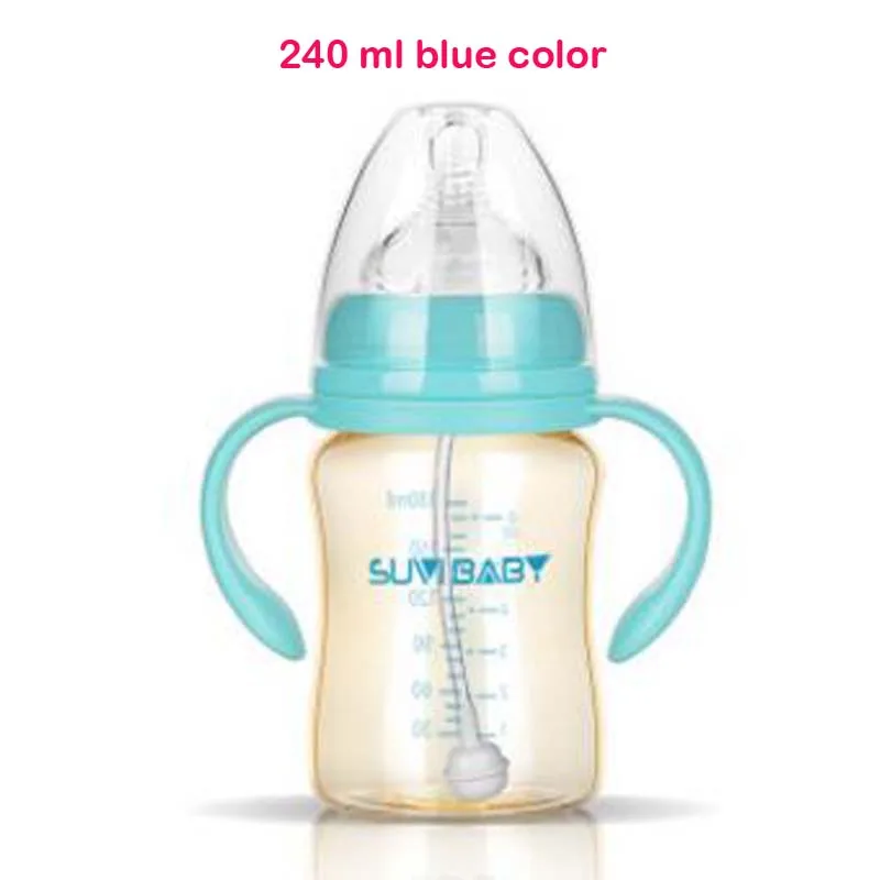 Suvi 240ml Blue Антиколиковая BPA натуральная полипропиленовая бутылка 300 мл для младенцев Mamadeiras сок молоко вода бутылка гаррафа для кормления - Цвет: Suvi 240ml Blue