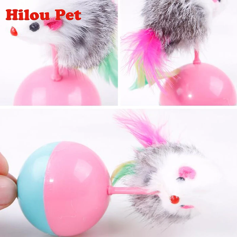 Durable Pet Cat Toys Mimi Favorite fur Mouse Tumbler Plastic Balls for Cats dogs play 5.5cm | Дом и сад
