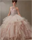 Женское бальное платье из органзы, розовое платье с оборками, расшитое бисером, 15 лет, 2020