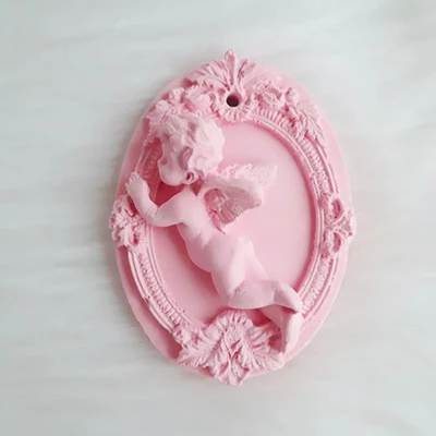 B-mold Vintage Embossed Rose Angel Silicone Mold Essential Oil Extended Aroma Gypsum Frame Angel Cupid Soap Cement Concrete Decor mold - Цвет: B-mold
