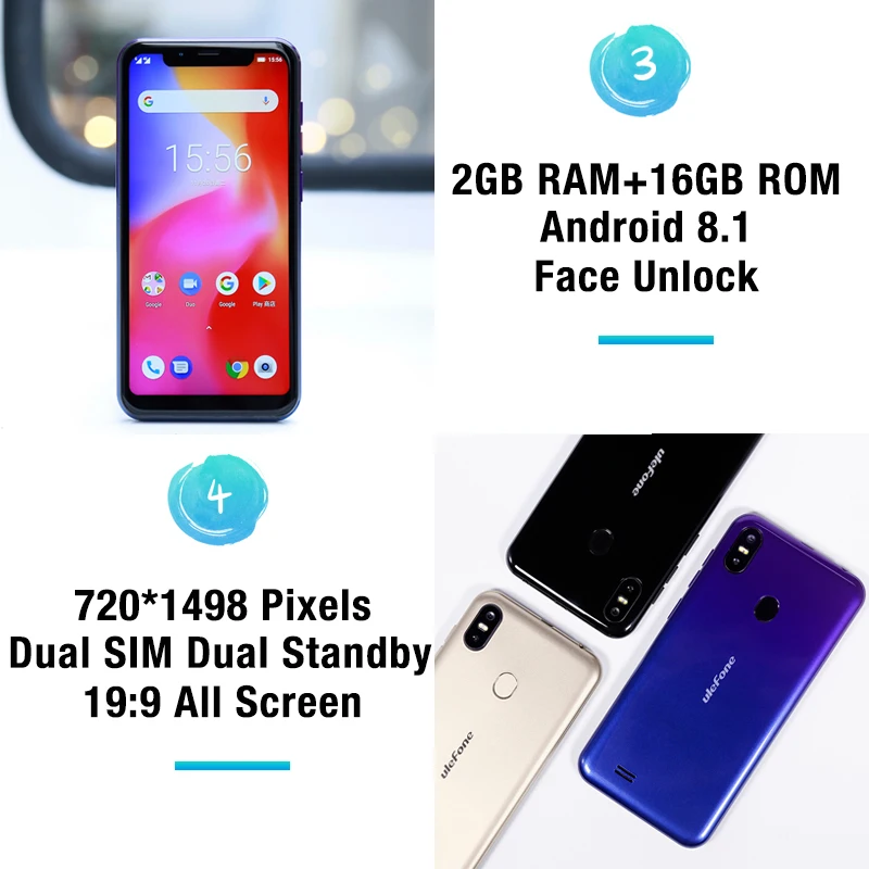 Ulefone S10 Pro Мобильный телефон Android 8 1 5 7 дюймов MT6739WA четырехъядерный 2 Гб ОЗУ 16 ПЗУ Мп +