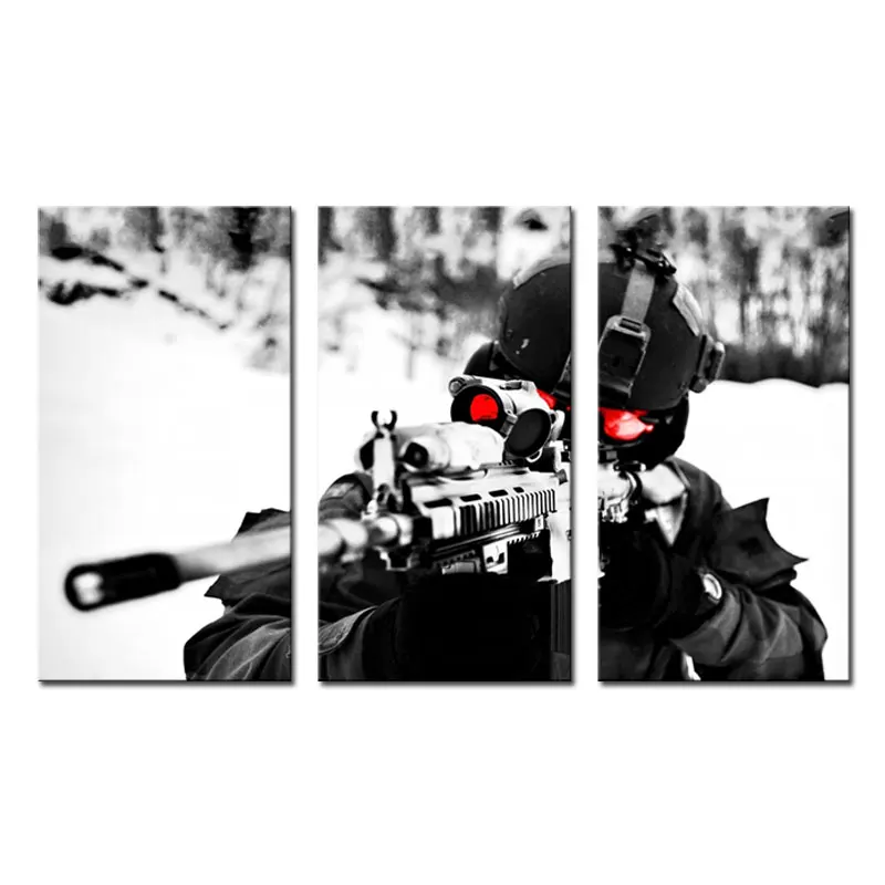 3 предмета настенная живопись Снайпер цель военные фотографий печать на холсте в