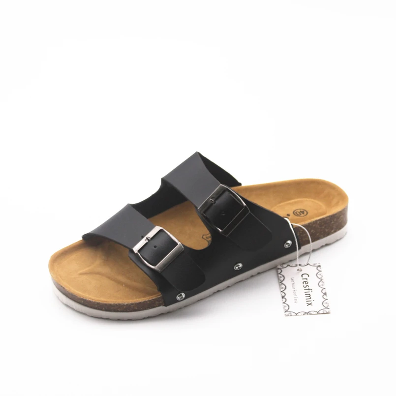 

Cresfimix femmes tongs women spring & summer pu leather beach slippers lady outside plus size colorful slippers cool slides