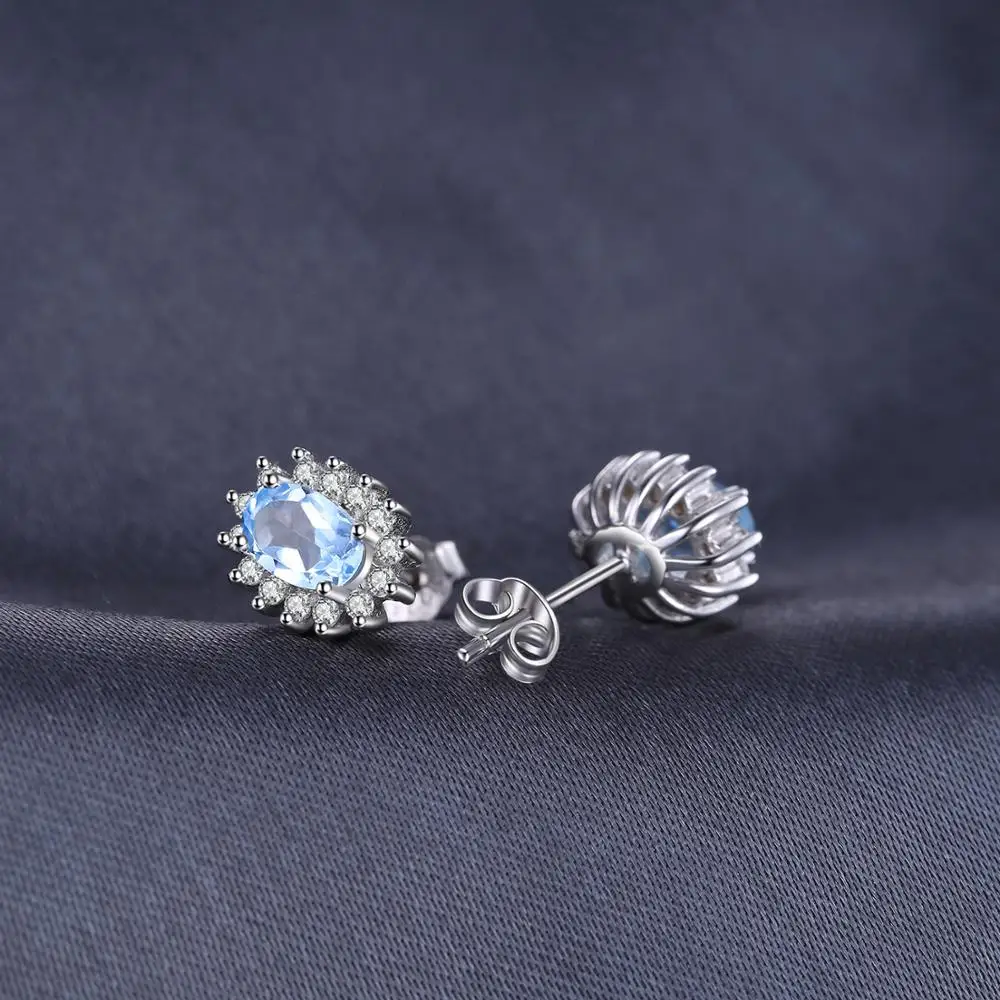 Женские серьги гвоздики с голубым топазом JewelryPalace Diana из стерлингового серебра 925