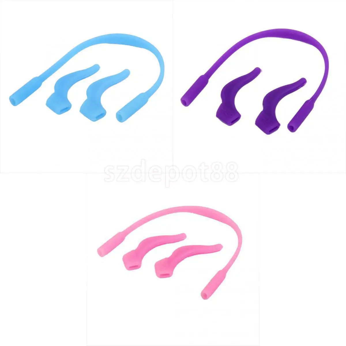 

3 Sets Kid Child Sports Silicone Strap Glasses Eyeglass Eyewear Spectacle Band Cord String + Non slip Ear Hook Holder