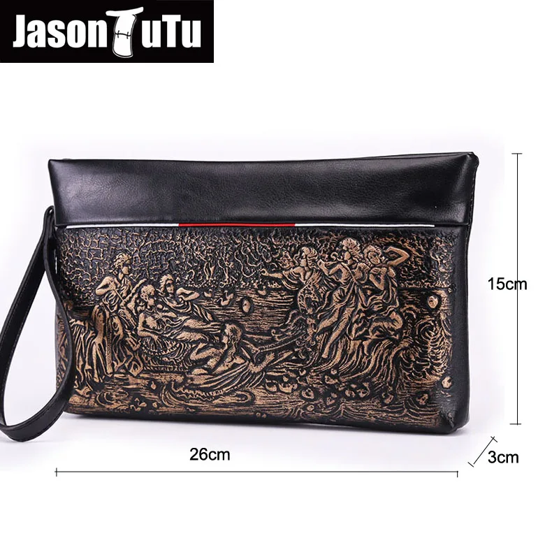 JASON TUTU Brand Vintage Clutch Men bag Good quality PU leather Clutches Phone Holding purse 15-25 days to Moscow B495 |