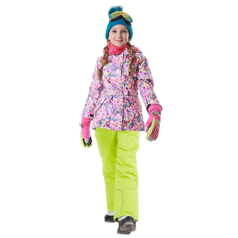 Dollplus/Зимний спортивный лыжный костюм для девочек; теплая верхняя одежда для детей; комплект одежды; ветрозащитная куртка+ брюки; комплекты для детей-подростков - Цвет: 81610 Yellow
