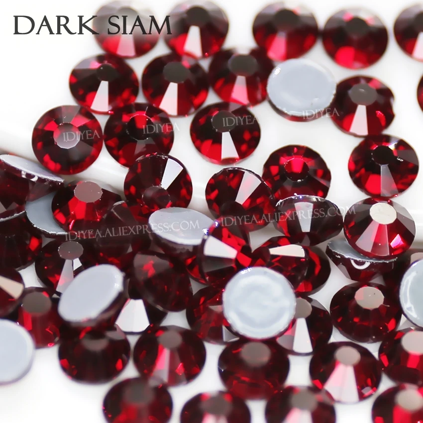Стразы с горячей фиксацией Dark Siam glass стразы кристаллы плоским дном для ткани