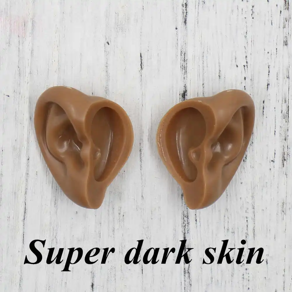 super dark skin Кукла Blyth 1/6 эльф и человеческое пластиковое ухо белый натуральный загар темная и супер темная кожа подходит для 30 см кукла DIY аксессуары подарок - Цвет: super dark skin