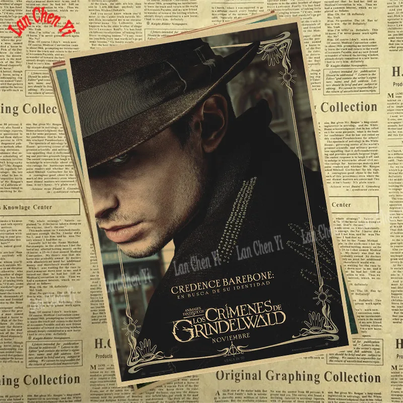 Фантастические звери: плакат из крафт-бумаги "The Crime of Grindelwald" для украшения дома, декоративная печать на стену - Цвет: Зеленый