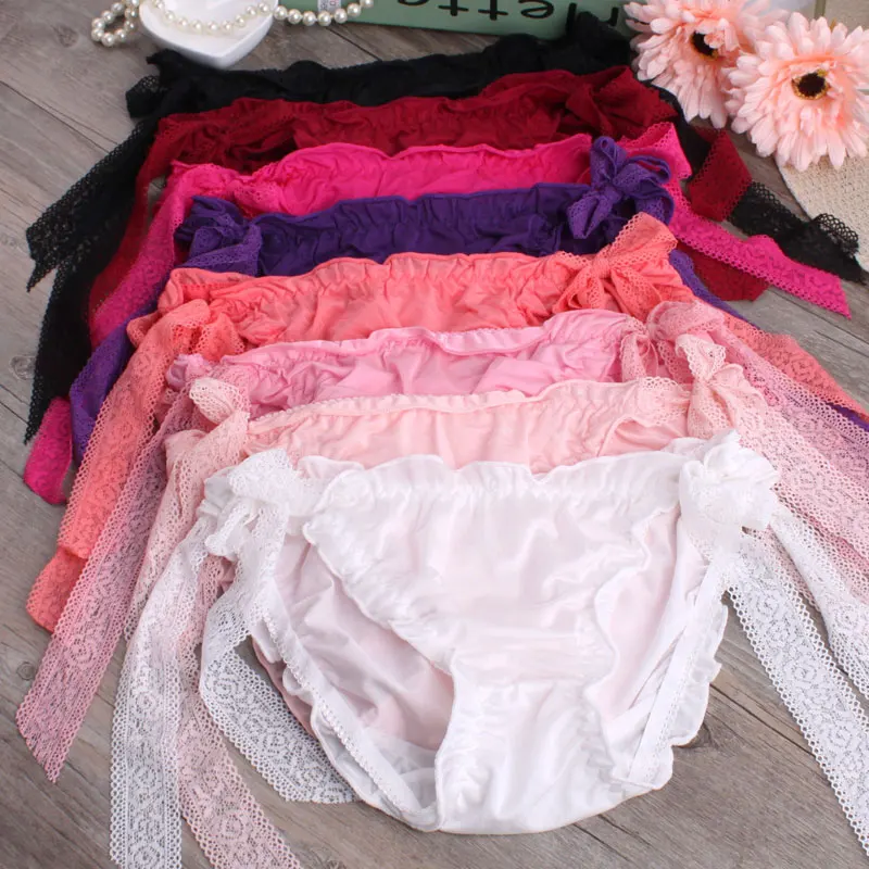 Summer female underwire sexy lace panties adorable underpants silky skin black knickers waist strap temptation women briefs | Женская