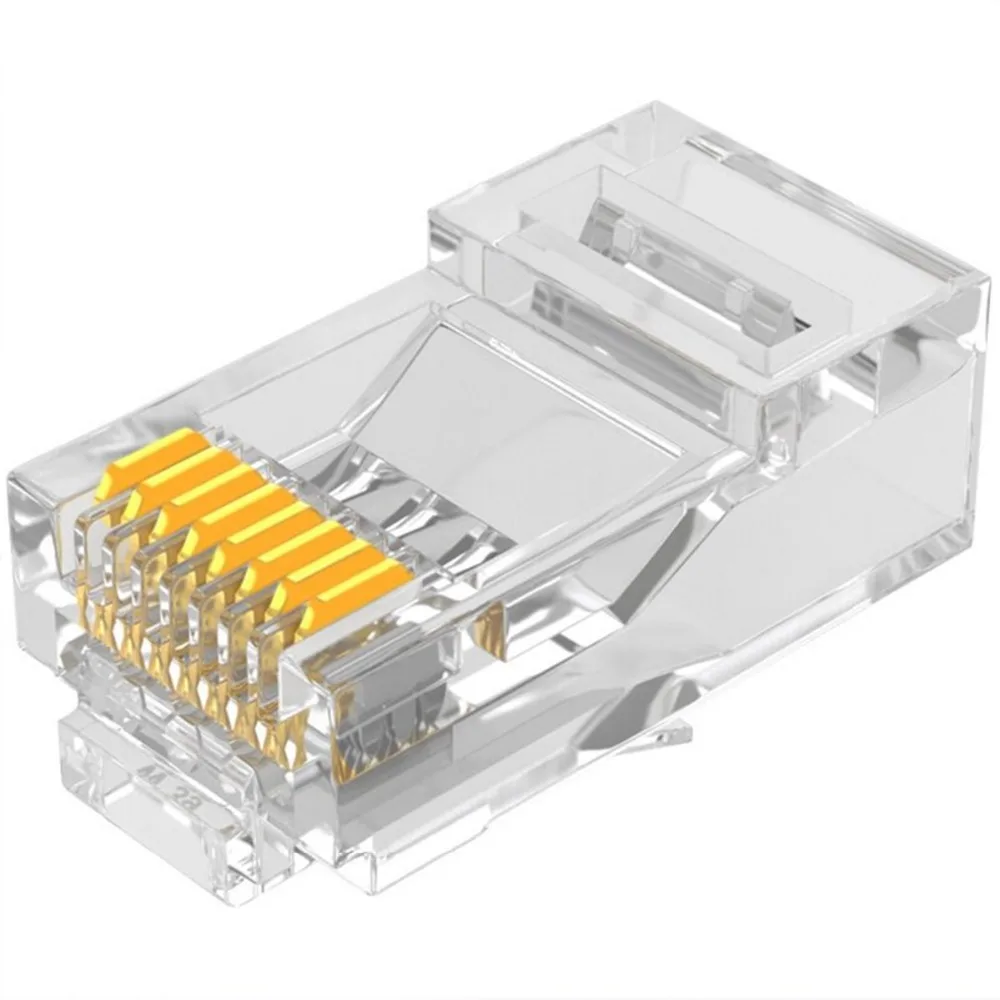RJ45 сетевой разъем позолоченный Cat5 Cat5e 8P8C модульный обжимной кабель Ethernet