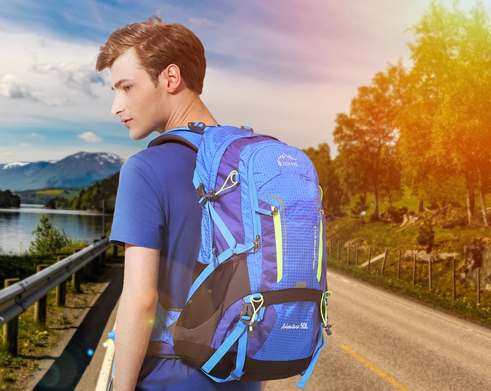 Aoking 50L походный рюкзак с пряжкой комбинированный SOS свисток Съемная сетчатая Подушка и светоотражающие полосы сумки(дождевик