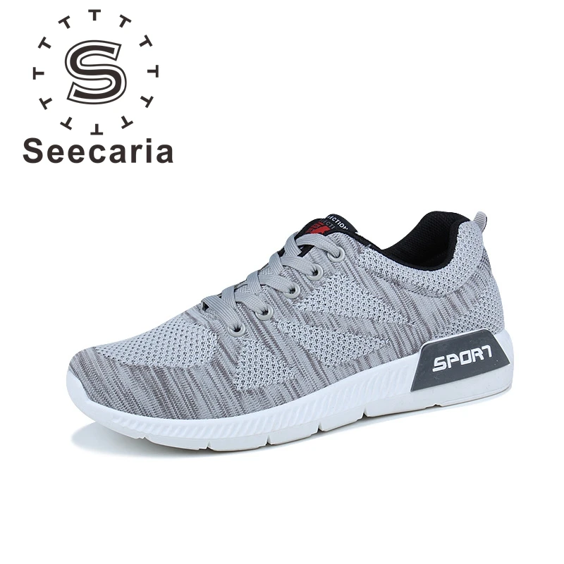 Новинка 2017 seecaria дышащие кроссовки супер легкие носимых Мужская спортивная обувь