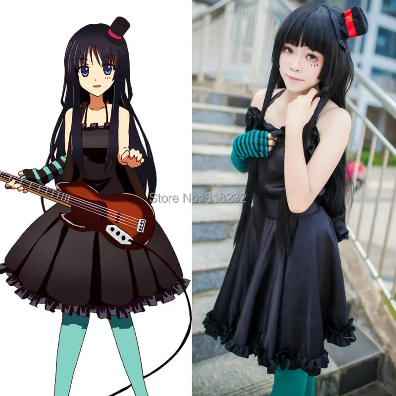 

K-ON! Akiyama Mio Black Tee Cocktail Dress Uniform Outfit Anime Cosplay Costumes