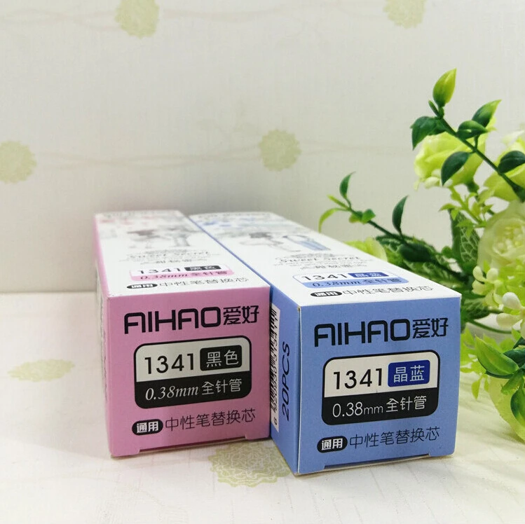 40 шт. (2 коробки) /lot ровный почерк Наконечник иглы 0.38 мм гелевая ручка пополнения