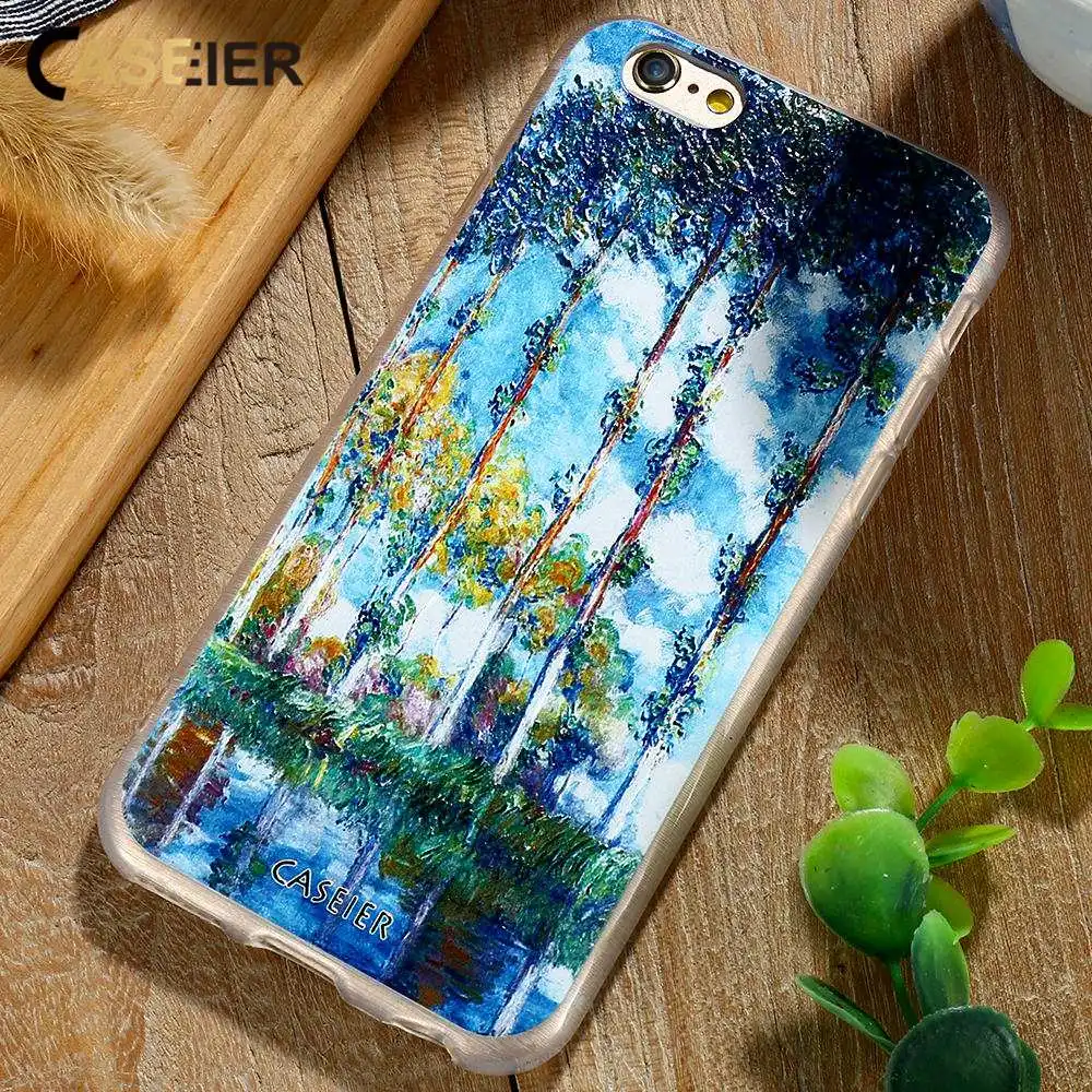 CASEIER Monet Painting Soft Phone Case For iPhone 7 8 Plus TPU Silicone Cases 6 6s Fundas Capinha Accessories |