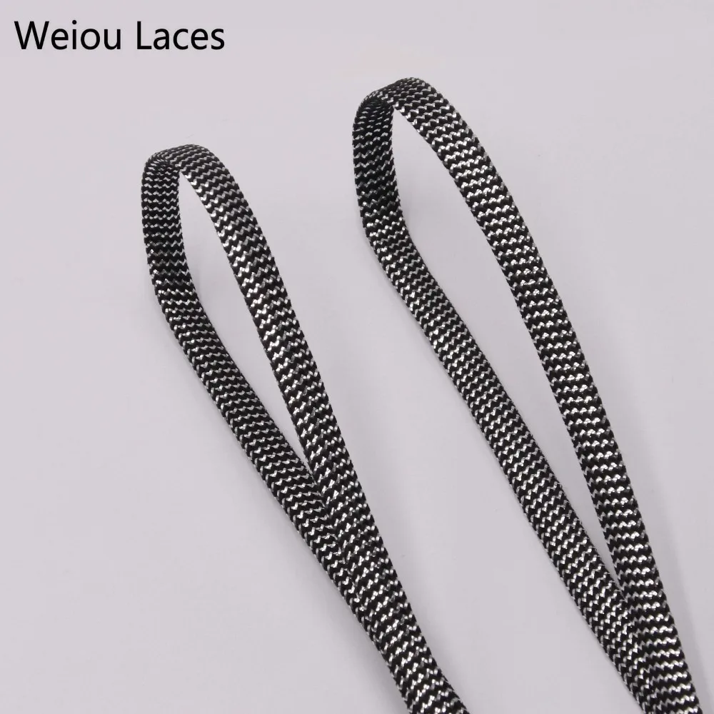 Weiou волнистые золотисто-серебристые блестящие шнурки для обуви, забавные плоские блестящие Сменные двухцветные шнурки из металлической пряжи, уникальные шнурки, сделай сам