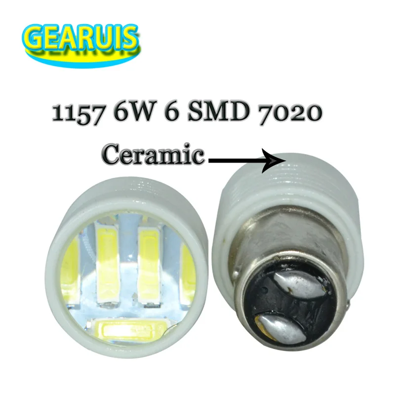 2X автомобильный светодиод P21/5W S25 1157 керамический BAY15D светодиодный SMD 7020 6 Вт