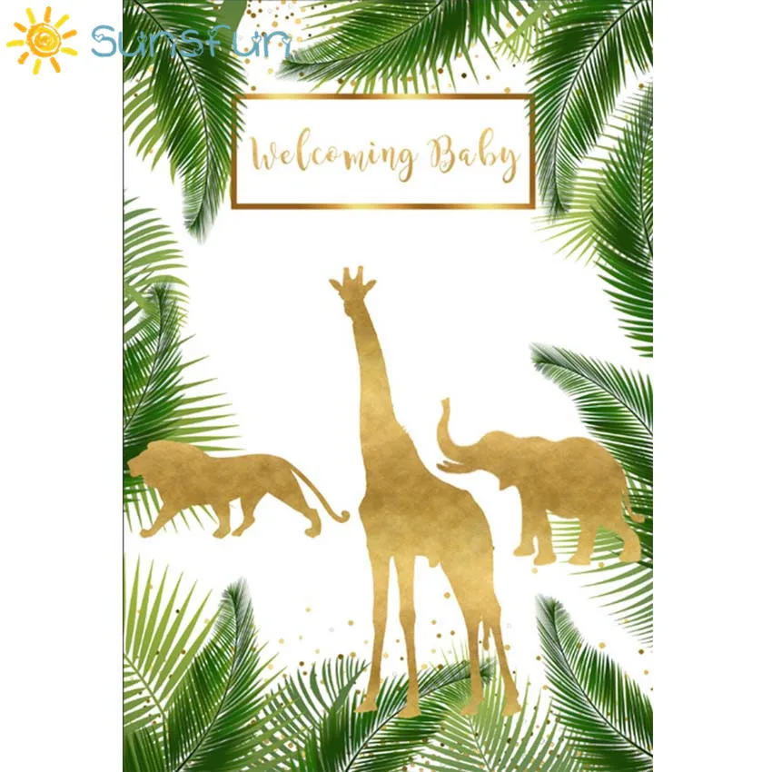 Sunsfun зеленый фон для фотосъемки с изображением джунглей сафари животных жирафа