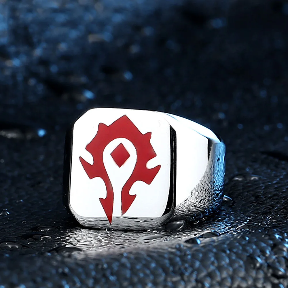 Для Орды кольца WOW Орда баннеры кольцо титановая сталь серебро дропшиппинг SP134 |