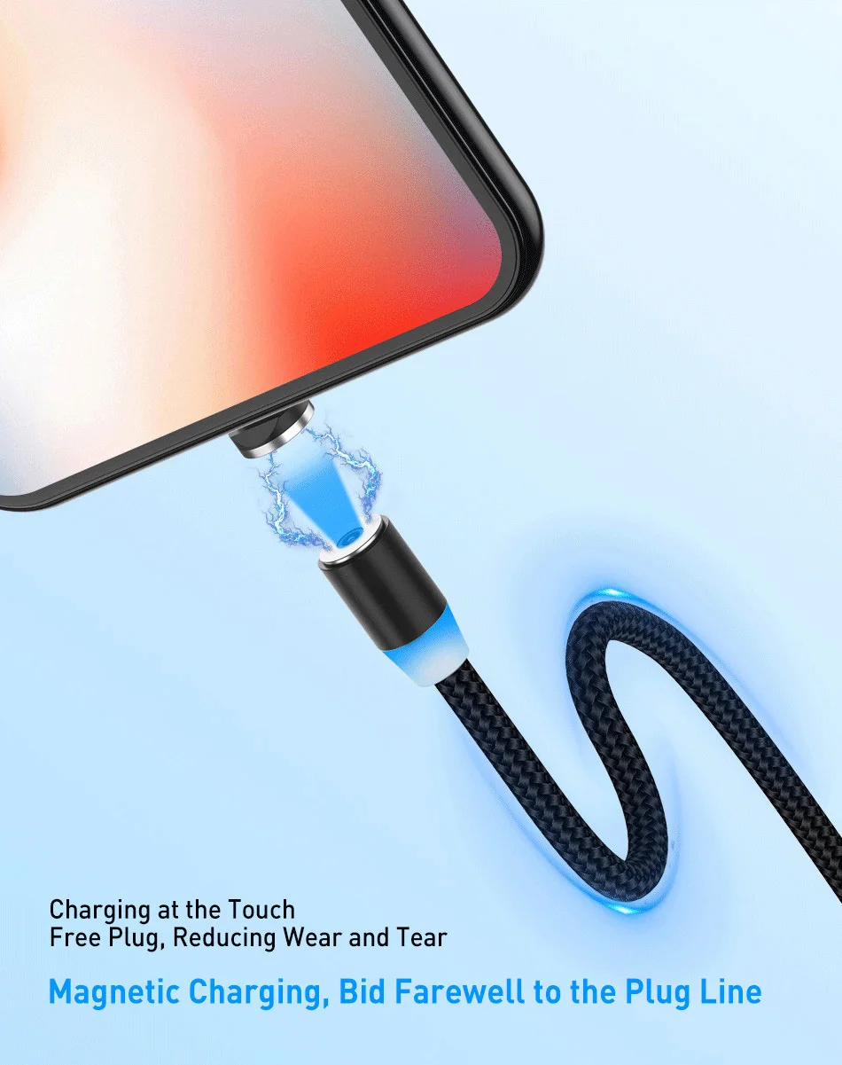 Suhach 1 м 2 м Магнитный светодиодный кабель Micro usb type C Магнитный usb кабель для зарядки iPhone X 7 8 XS Max XR huawei samsung xiaomi LG