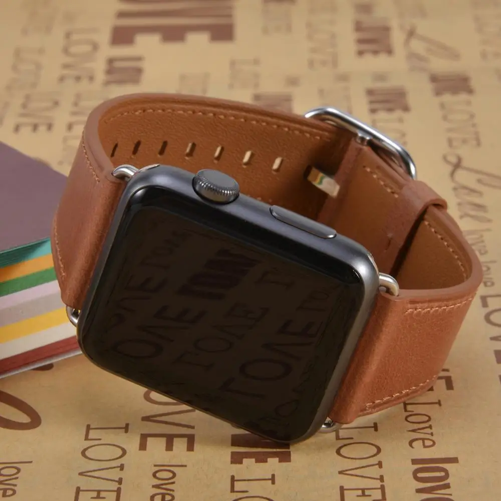 Ремешок из натуральной кожи для Apple Watch 38 мм 40 42 44 спортивный браслет iwtach series 5 4 3 2