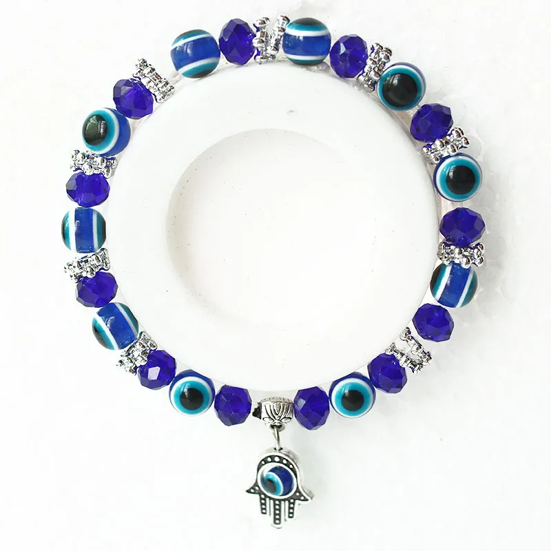 ISINYEE модные красно синие Турецкий Дурной глаз Браслеты эластичные Хамса Шарм