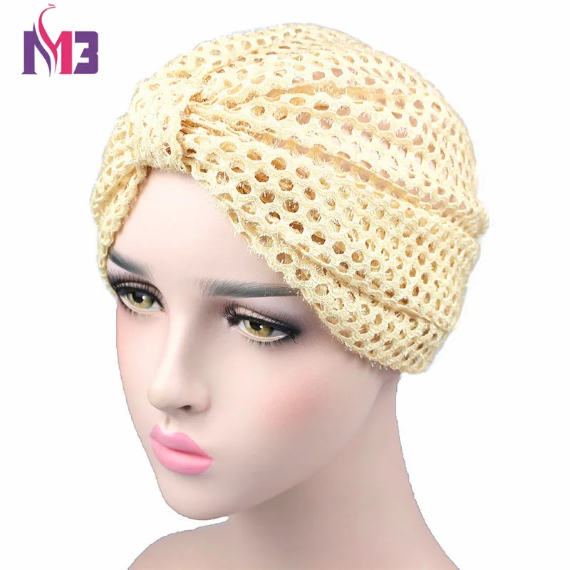 Новое поступление модной летней женской головной повязки с блестящим дышащим отверстием, аксессуарами для волос хиджаб тюрбан.