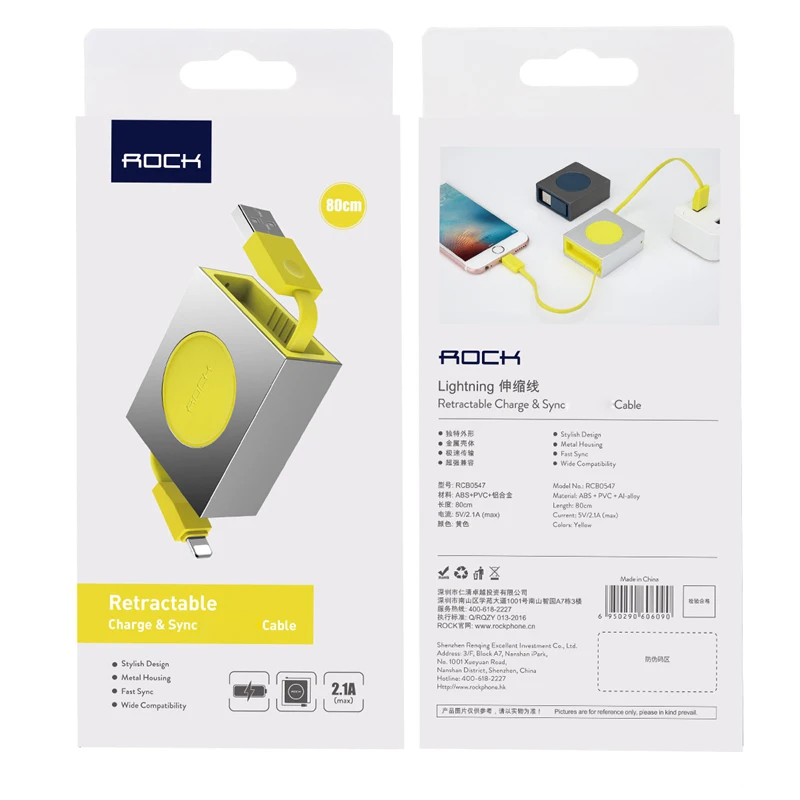 2 шт./лот Выдвижной USB кабель для iPhone X 8 7 6S 6 5 ROCK растягивающийся быстрой зарядки