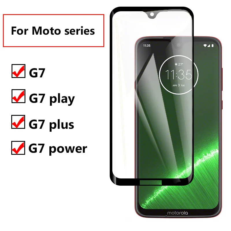 Полное покрытие Защитное стекло для Motorola Moto G7 Play Plus Power Verre защита экрана защитная