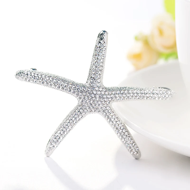 Silver EASYA Новая мода полный кристалл заколка в виде морской звезды заколки для волос аксессуары большие стразы заколки для волос головные уборы для женщин и девушек - Цвет: Silver