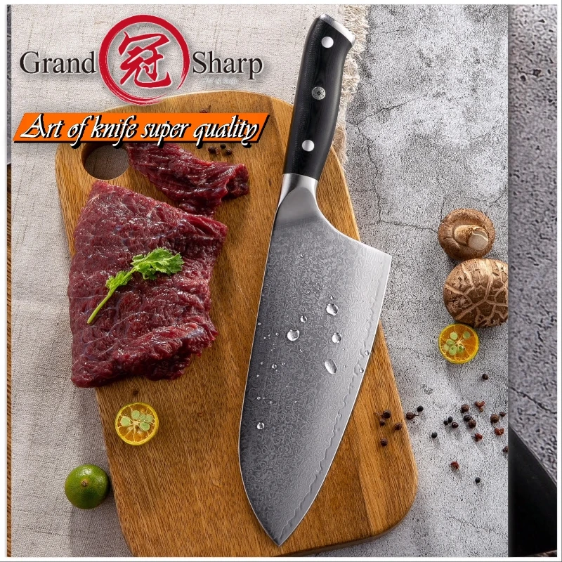 Grandsharp нож-Кливер 7,2 дюймов VG10 японские Дамасские Стальные Кухонные ножи 67 слоев инструменты для разделки туш шеф-повара кухонные инструменты